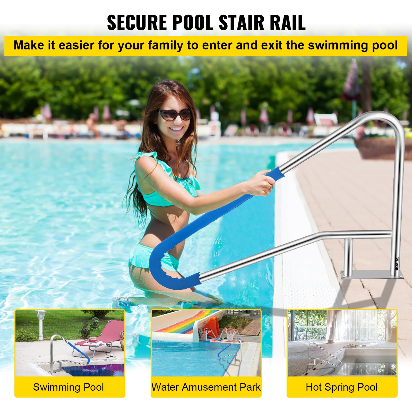 Edelstahl Pool Haltegriff Schwimmbad Handlauf Einstiegshilfe_voghion.com