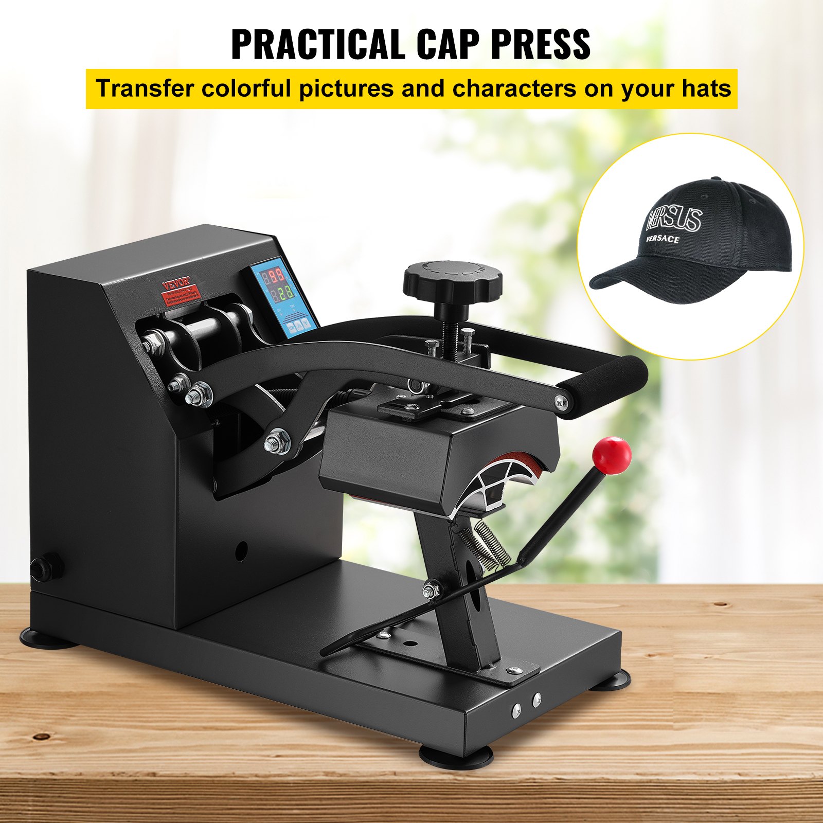 CP2815-S Cap Hitzepresse 14x8cm Kappenpresse Mützenpresse Cap Heat Press Machine Heißpresse Transferpress Mit Digitaler LED Temperatur Und Zeitcontroller