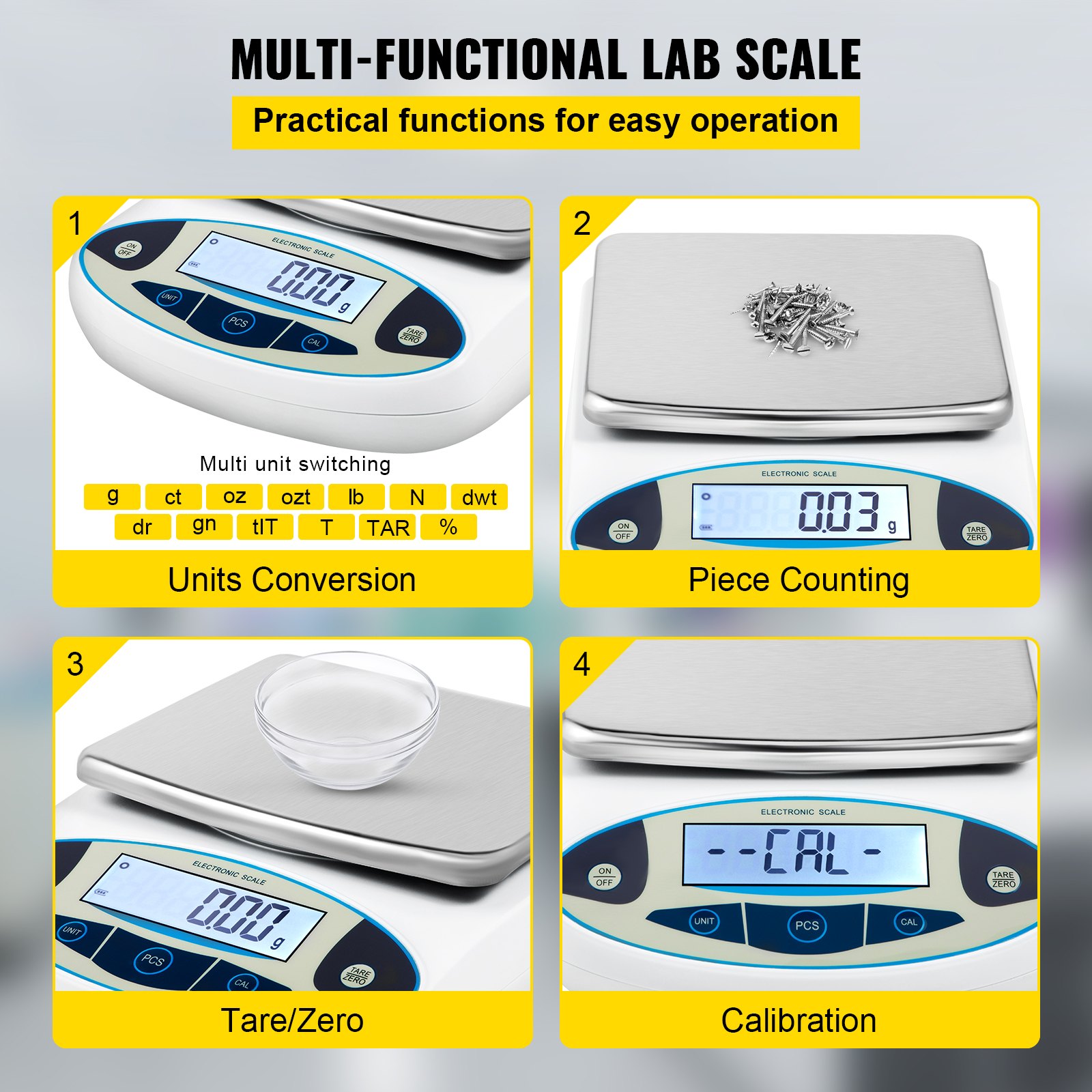 Hochpräzise digitale Waage – Elektronische Laborwaage 5000 g/0,01 g mit vielfältigen Funktionen, Edelstahl- und ABS-Material, stabil_voghion.com