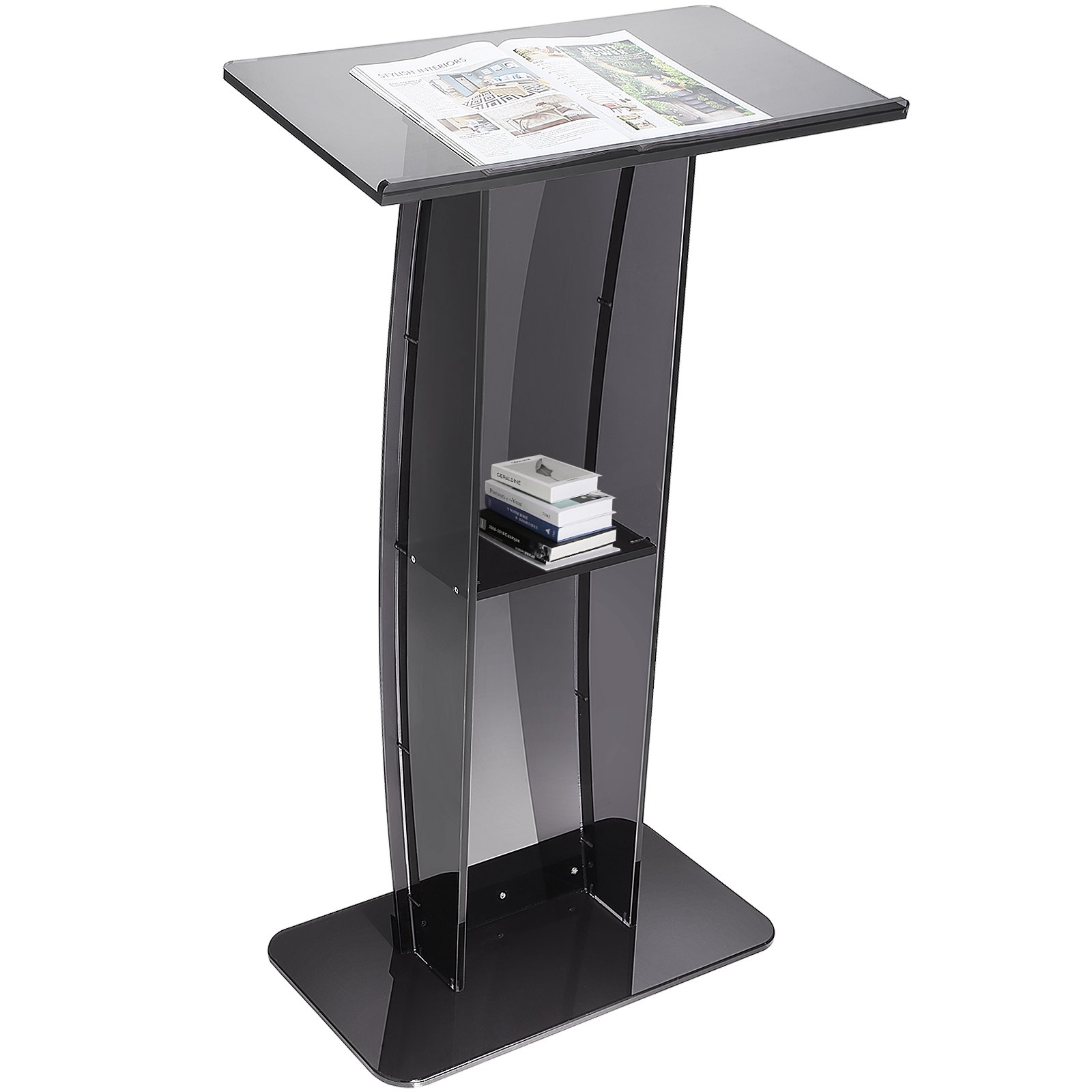 Stehpult Rednerpult 685 X 330 X 1198 Mm, Podium-Ständer Mit Breiter Lesefläche Und Aufbewahrungsregal, Stehschreibtisch Für Kirche, Büro, Schule, Schwarzes Podium 30 Kg Tragfähigkeit_voghion.com