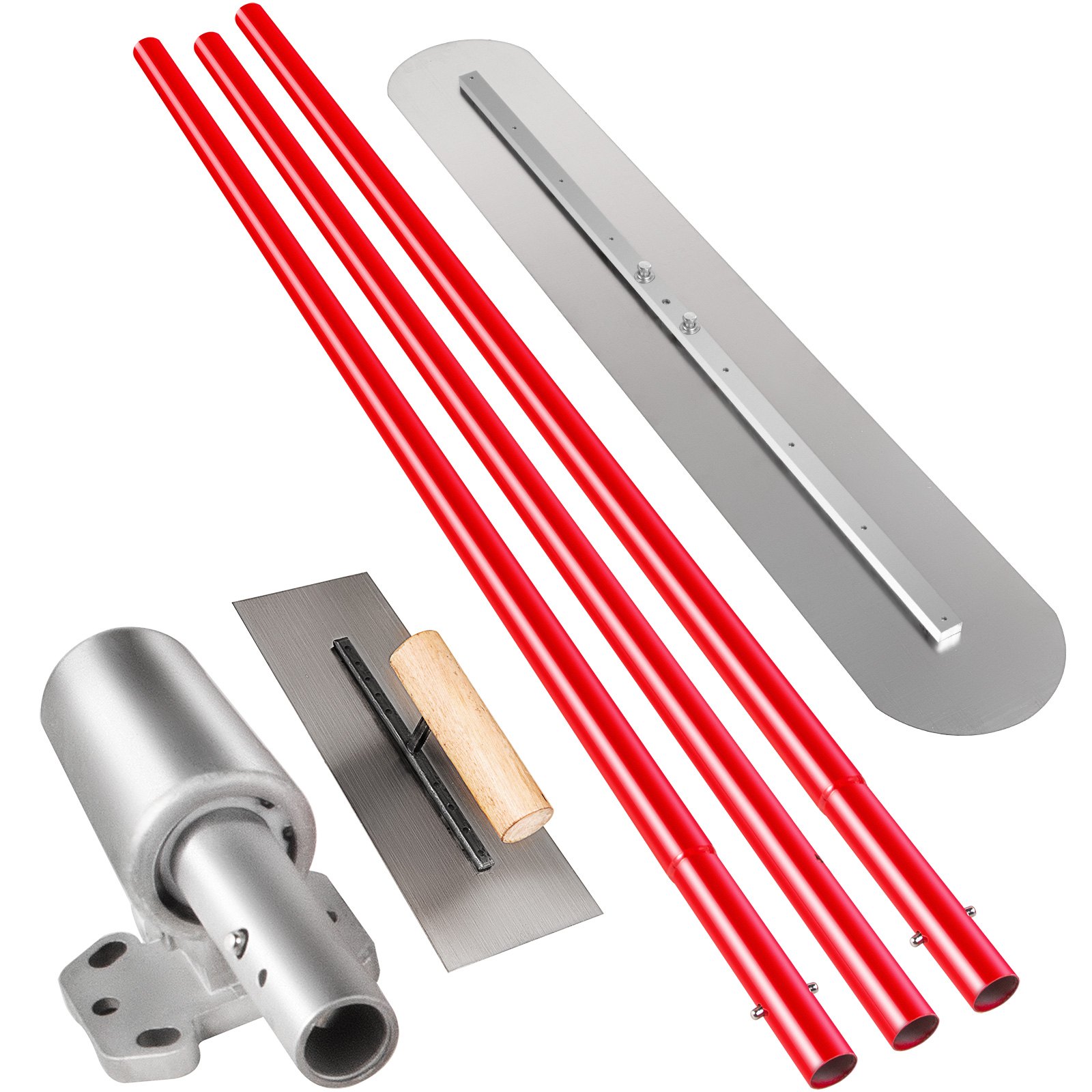 VEVOR Betonglätter, komplettes Betonwerkzeug-Set, Grifflänge 3 x 1,8 m, verstellbare Stahl-Bodenglätterkelle, winkelverstellbarer Halter_voghion.com