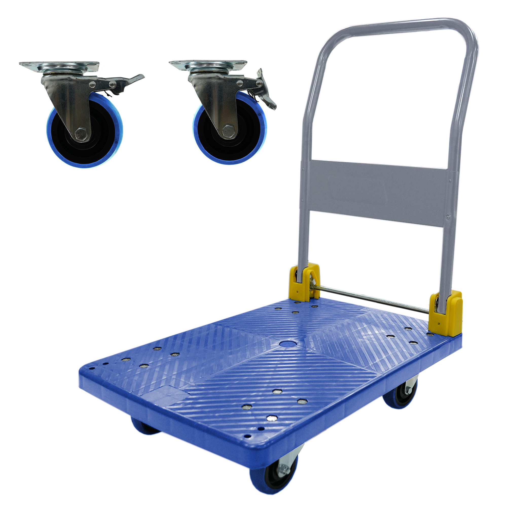 Foldable Platform Push Hand Truck Cart, 880 Lbs. Weight Capacity, 2 Swivel Brake Wheels