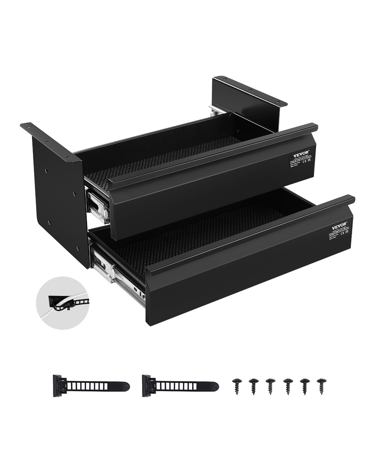 Untertisch Schublade 457x227x200mm, Unterbau Schreibtisch, Versteckter 2-lagiger Aufbewahrungs-Organizer, Bleistiftschublade Unter Dem Tisch Für Sitz-Steh-Arbeitsplätze Zu Hause