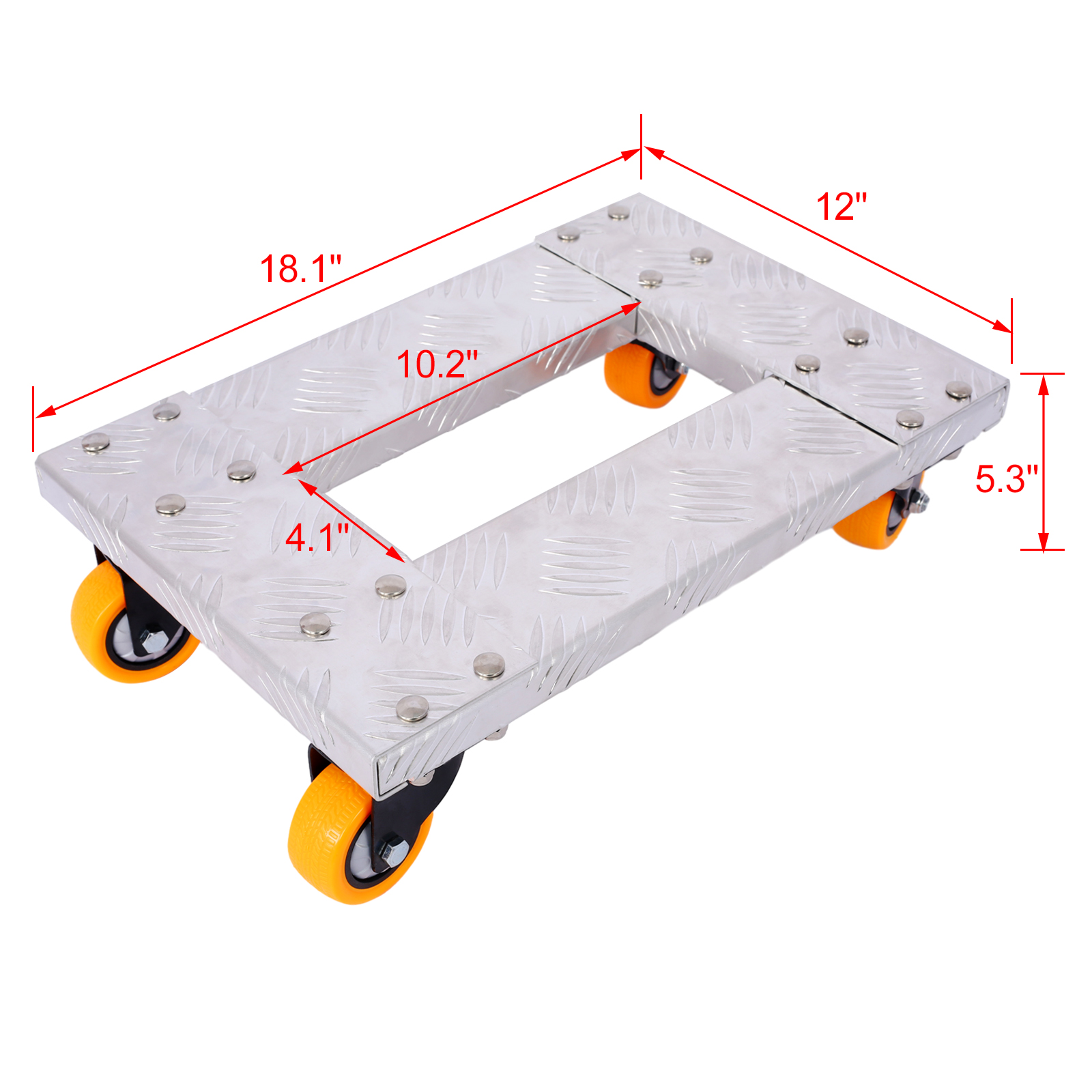 Movers Dolly Heavy Duty Furniture Dolly Trolley Cart  18''x12'' Aluminum Frame With 3'' TPU Professional Casters With Brake Option 2pcs Set 6