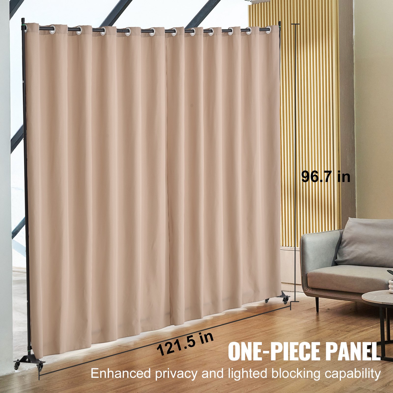 Raumteiler Trennwand Paravent Stellwand Einzelpanel, Tragbarer Sichtschutz Für Büro Schlafzimmer Esszimmer Arbeitszimmer Balkon, Raumtrenner Rollbar (308,5 X 45 X 245,5 Cm), Braun