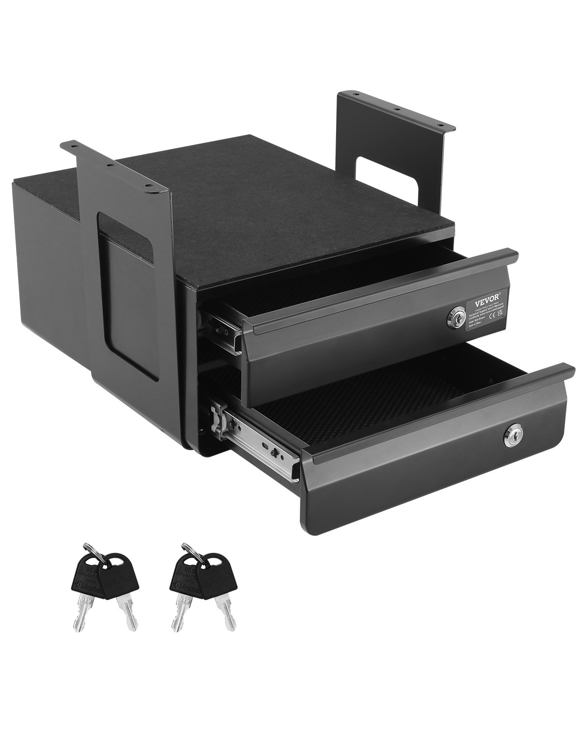 Untertisch Schublade 365x335x250 Mm, Unterbau Schreibtisch, Versteckter 2-lagiger Aufbewahrungs-Organizer, Abschließbare Bleistiftschublade Für Die Untermontage Für Sitz-Steh-Arbeitsplätze