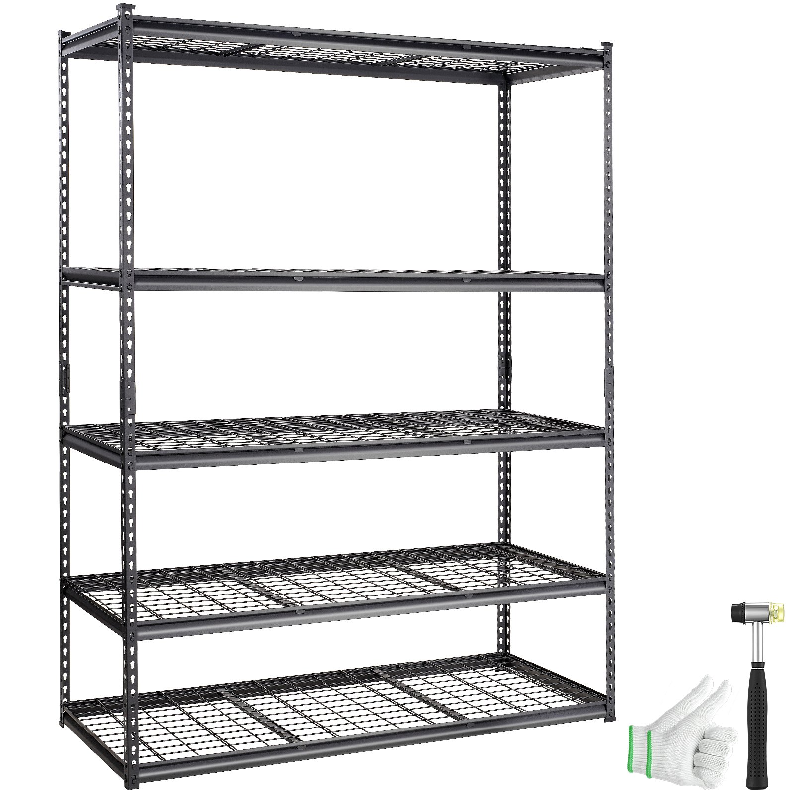 Lagerregal 5-stufig Verstellbar 907,2 Kg Kapazität Garagenregale, Metall-Organizer Drahtregal Schwarz 152,4 X 61 X 198,1 Cm Für Küche, Speisekammer Keller Badezimmer Wäscheschrank