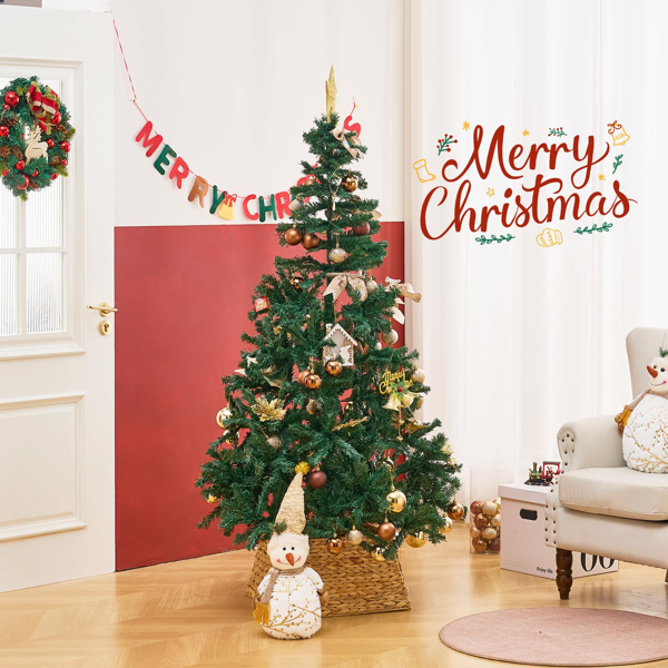 Handcrafted Openwork Woven Hyacinth Wicker Christmas Tree Skirt - Tree Collar & Christmas Tree Base Cover, 24In, Natural 4