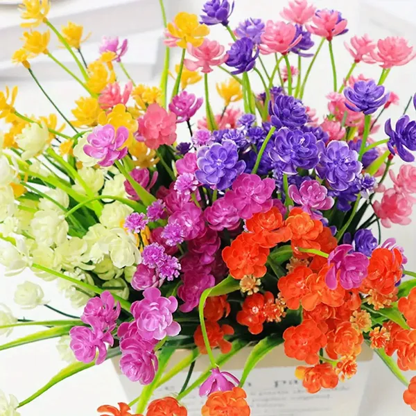 5 Bundles Artificial Flowers For Outdoor Faux Artificial Plants UV Resistant Plastic Flower Bulk Window Box Home Wedding Farmhouse