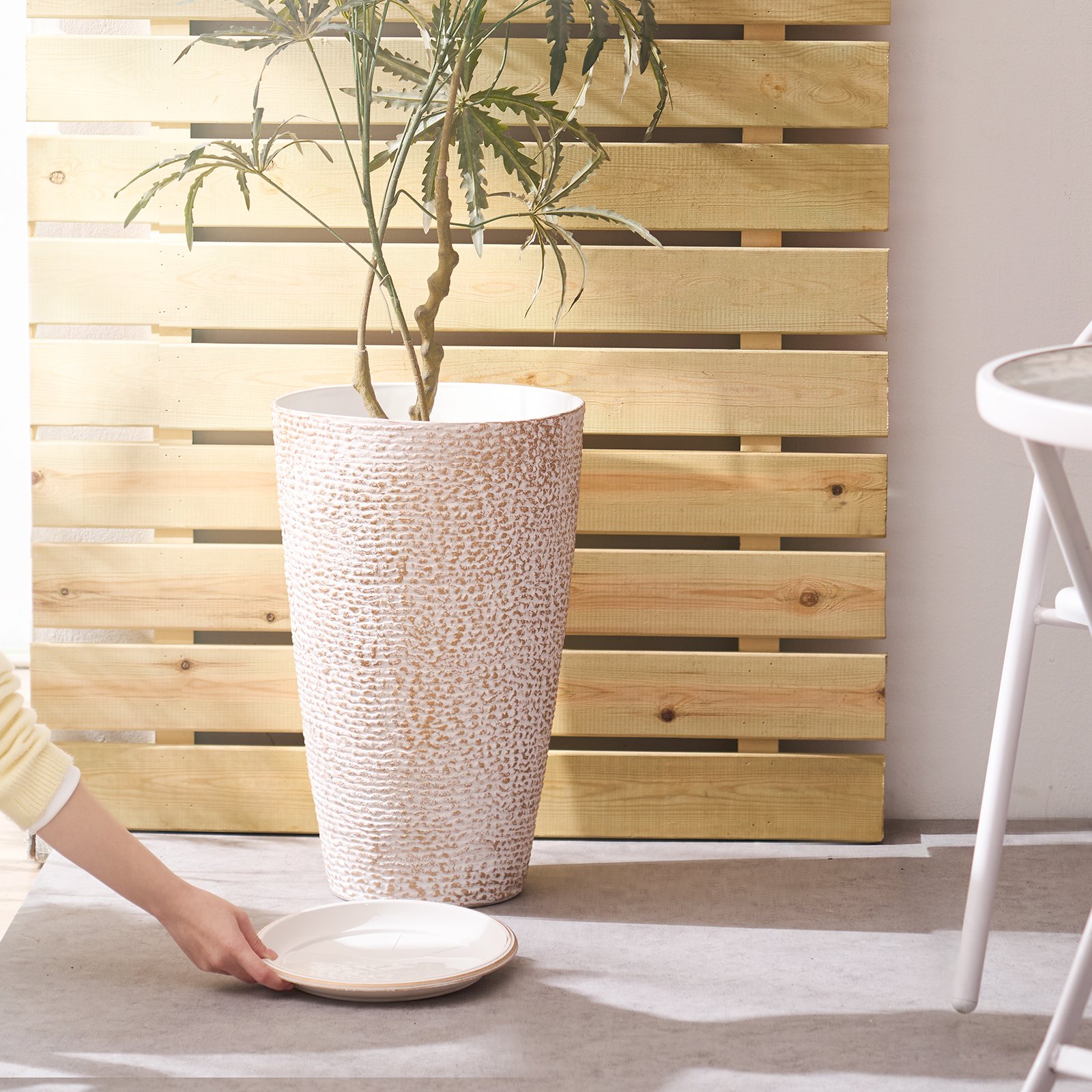 Großer konischer Pflanztopf – 2er-Pack, Blumentopf in Steinoptik, elegantes Design, effizientes Drainagesystem, vielseitig einsetzbar für Veranda, Terrasse und Büros_voghion.com