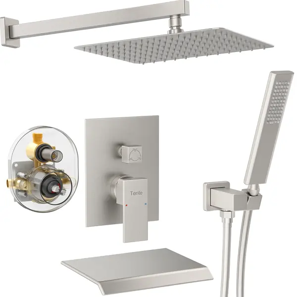 Male NPT Brushed Nickel Shower System, 12