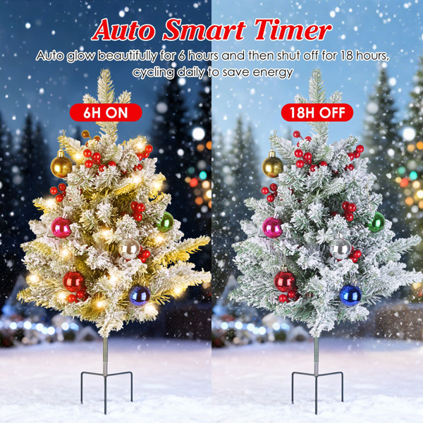 50 LED Lifelike Artificial Christmas Tree - 8 Lighting Modes, Auto 6H/18H Timer & IP44 Waterproof, Battery Operated Mini Tree With Red Berries For Holiday Home Porch Garden Decor 4