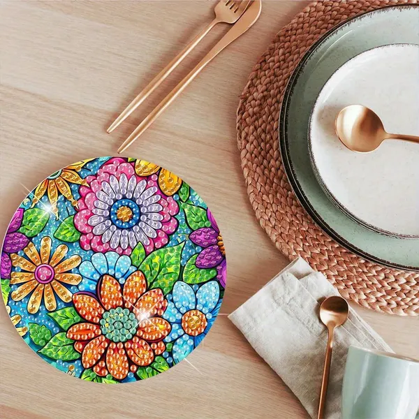 16 Pcs Diamond Art Painting Coaster Kit Flowers DIY Crafts Kit With Holder And Wooden Pad Non Slip Coaster Art Supplies For Adults And Beginner Ideal Mother's Day Easter Gift 5