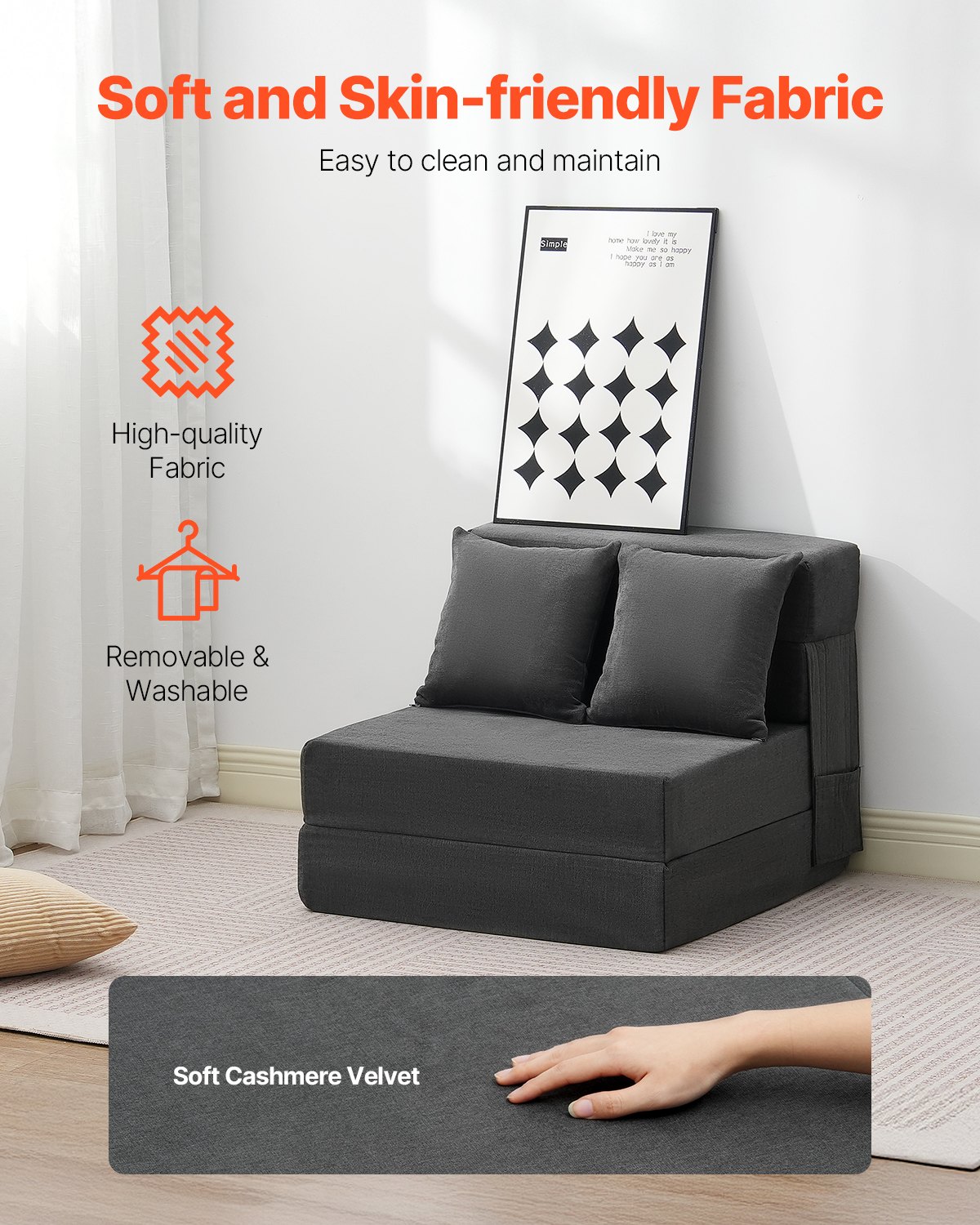 Schlafsofa Mit 2 Kissen Und Waschbarem Memory-foam-bezug_voghion.com
