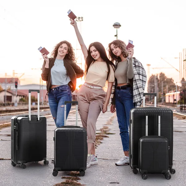 Non-TSA Customs Lock 4-in-1 PP Trolley Case, 16in, 20in, 24in, 28in, PP, Black