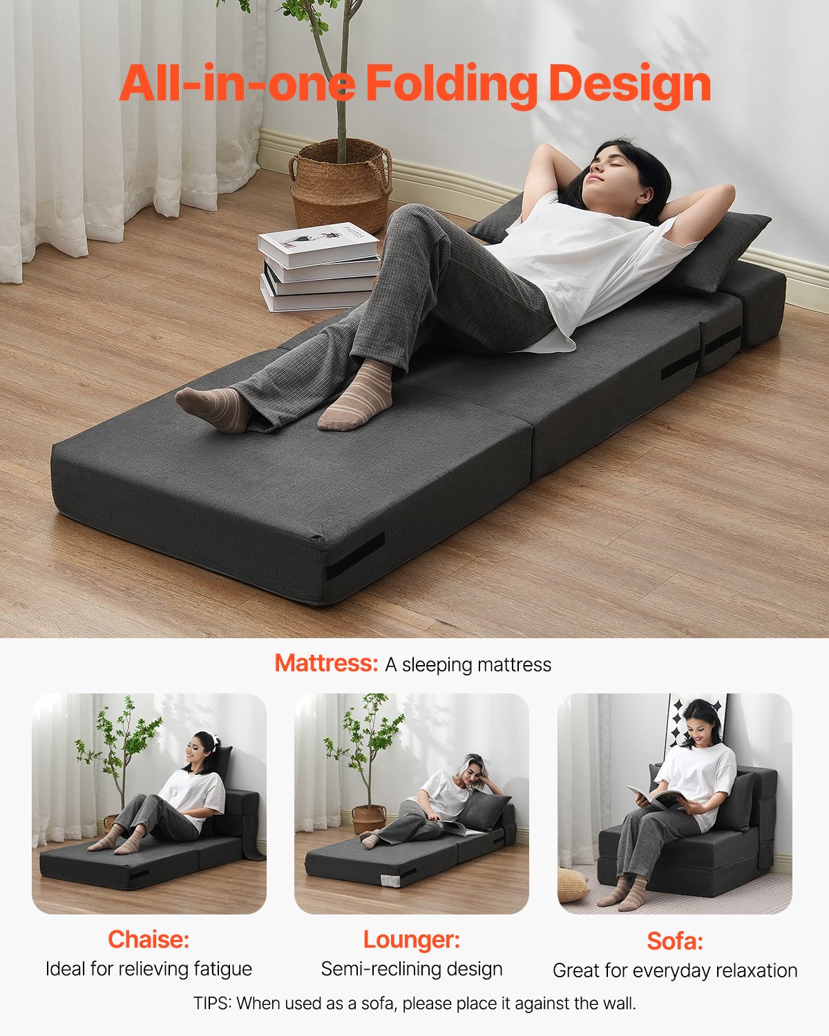 Schlafsofa Mit 2 Kissen Und Waschbarem Memory-foam-bezug_voghion.com