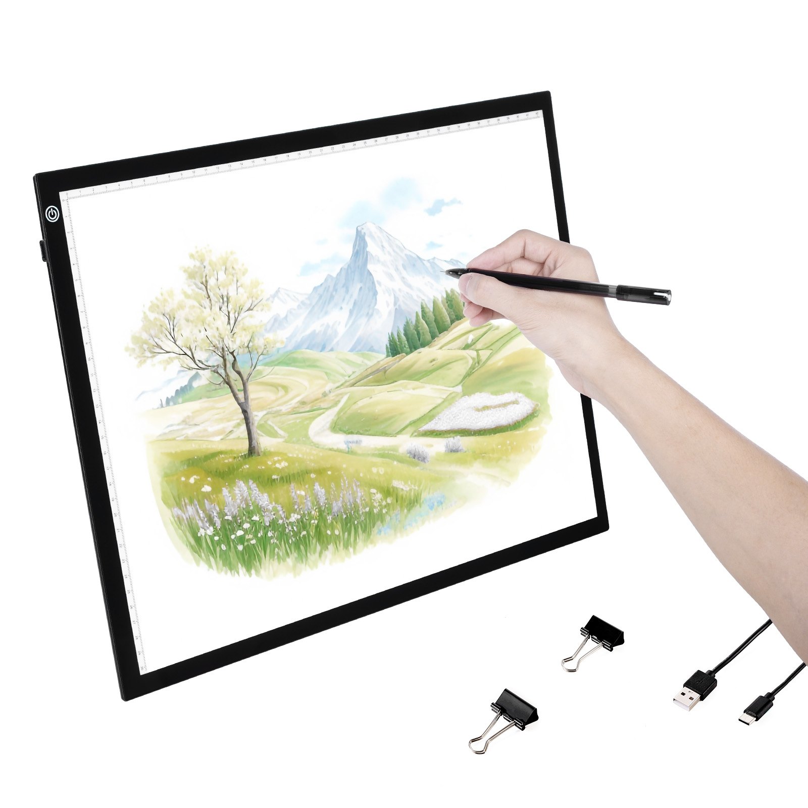 Leuchttafel A3 LED Leuchtpad Leuchtkasten Mit 3-stufig Dimmbarer Helligkeit, USB-betriebenere Leuchtplatte Zum Nachzeichnen, Leuchtbox Für Diamantmalerei Animation Skizzieren Zeichnen Schwarz