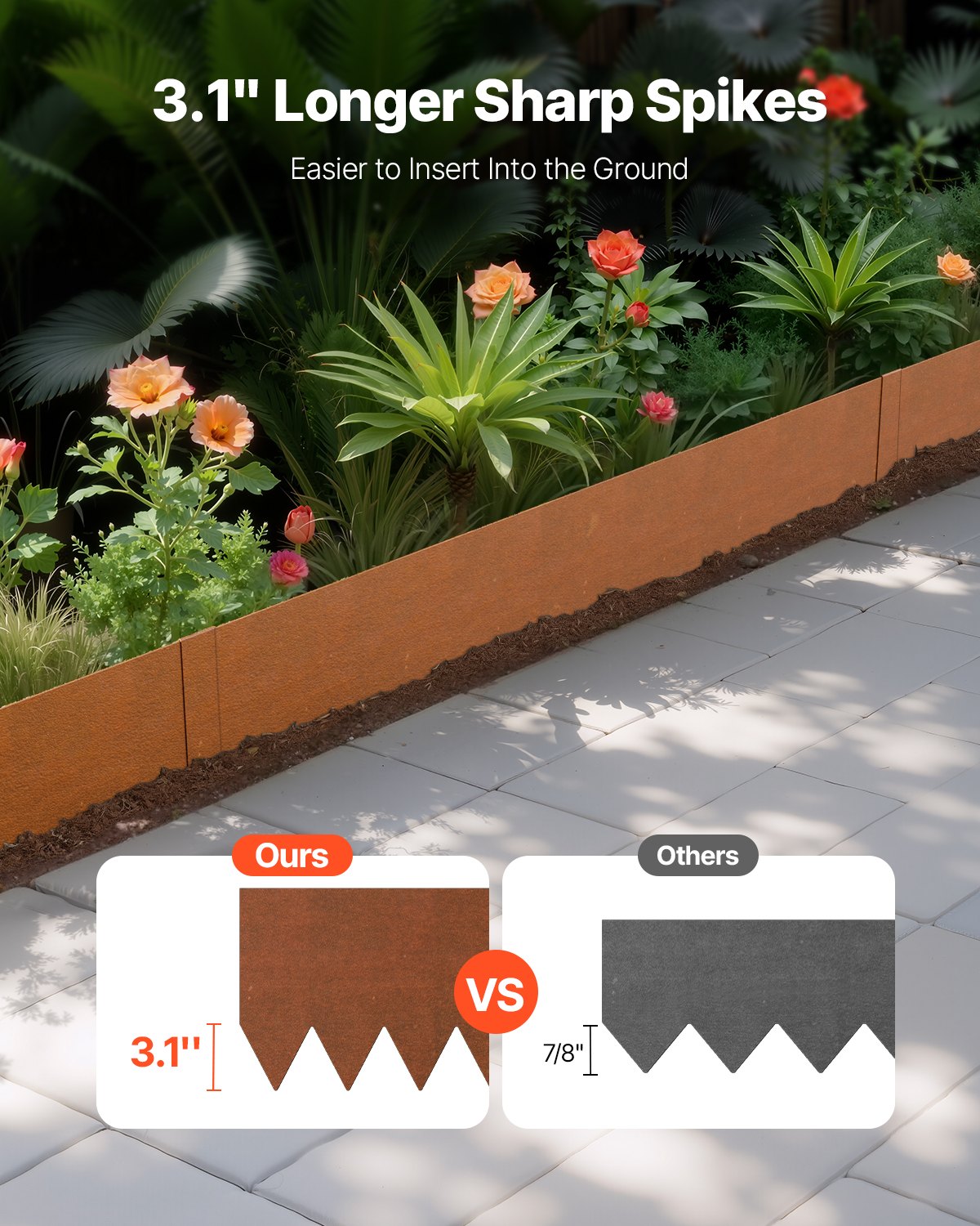 Rasenkante, 6er Pack, 1016 X 203,2 X 1,5 Mm, Gartenpalisade Aus Metall, Beeteinfassung, Beetumrandung, Biegbare Garteneinfassung, Raseneinfassung Für Blumenbeete, Hofwegteiler