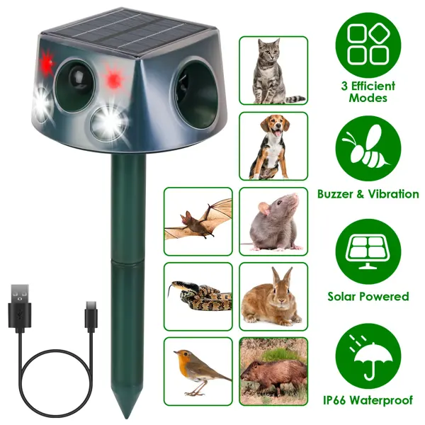 Solar & Type-C Rechargeable Animal Repeller