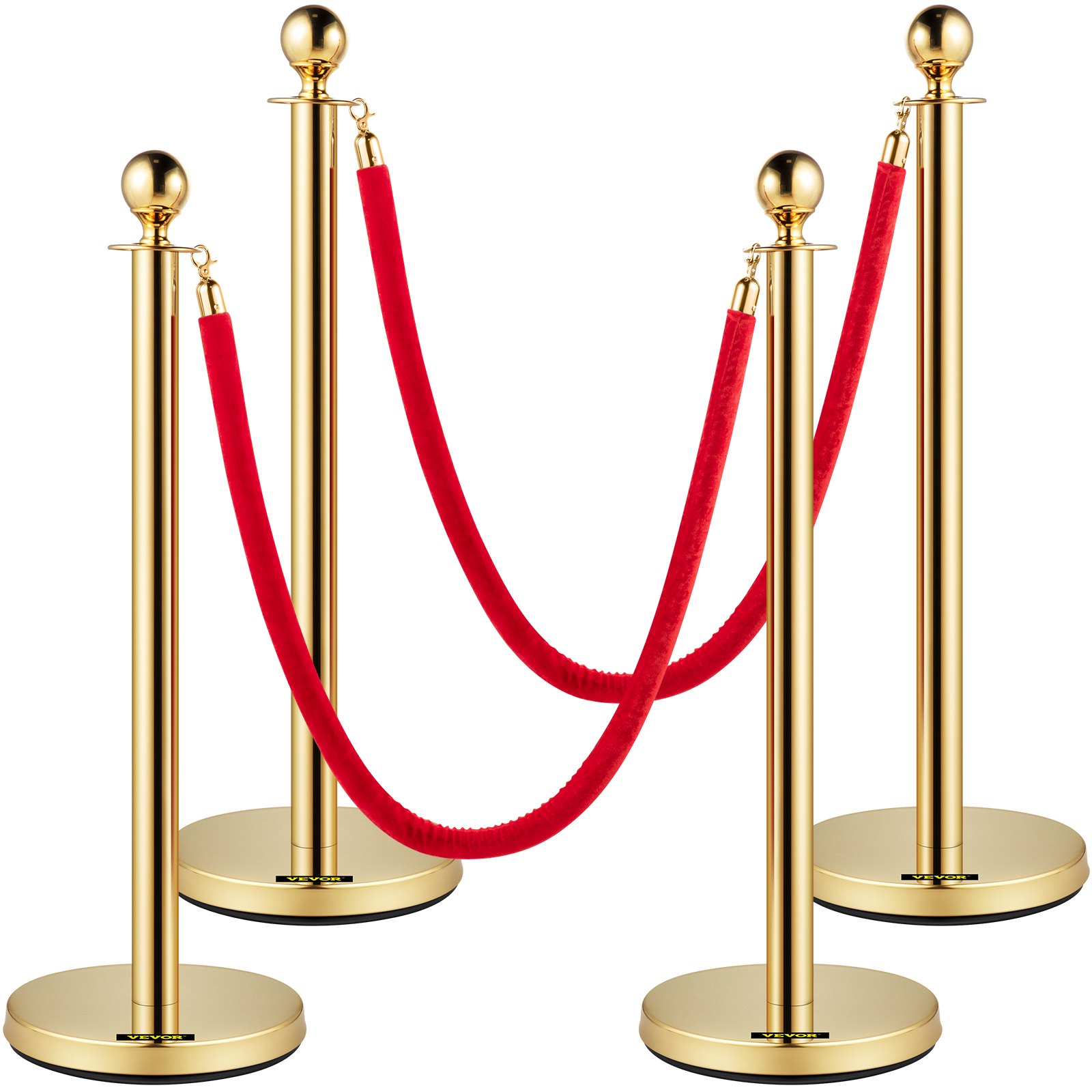 Absperrsystem – 4-teilig, 96 cm hohe, goldene Absperrpfosten mit 1,5 m Seil für Hochzeiten, Hotels, Ausstellungen_voghion.com