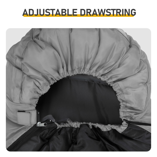 Rectangular Heated Sleeping Bag, Lightweight Sleeping Bag With Multi USB Powered Heating Pads, Waterproof Compact Envelope Sleeping Bag For Backpacking Hiking, Gray