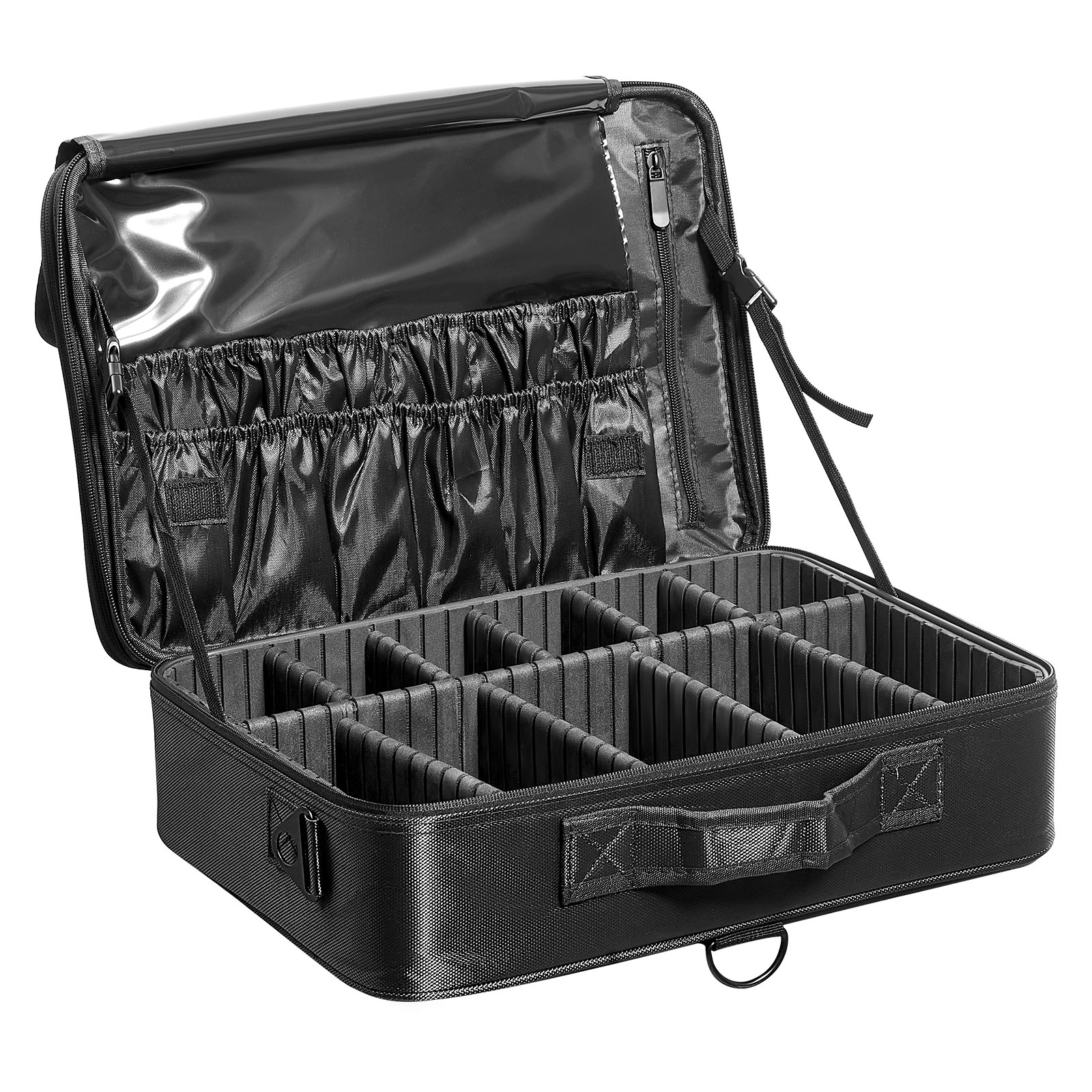 Kosmetikkoffer Mit 3 Schichten Stauraum Make Up Tasche Aus Oxford-Stoffmaterial Wasserdicht Und Verschleißfest Schminkkoffer Schminktasche Kosmetikbeutel Make-up-Organizer 460x300x125mm