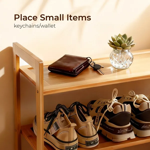 3-layer Flat Bamboo Shoe Rack 68X25X51.5 Cm Natural Wood Color