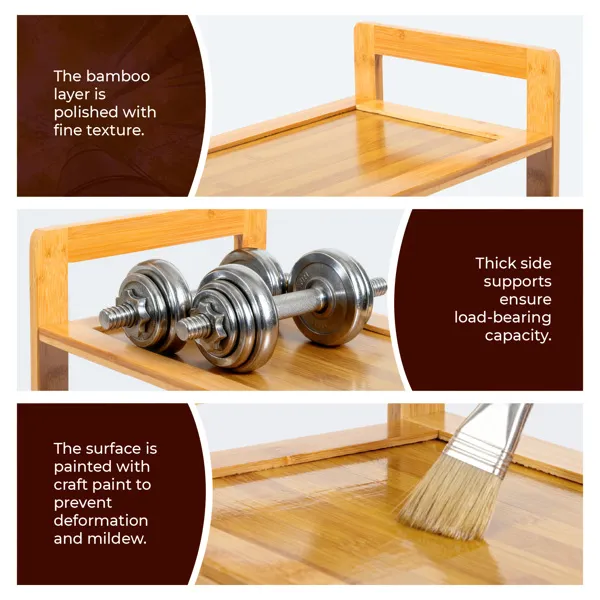 3-layer Flat Bamboo Shoe Rack 68X25X51.5 Cm Natural Wood Color 4