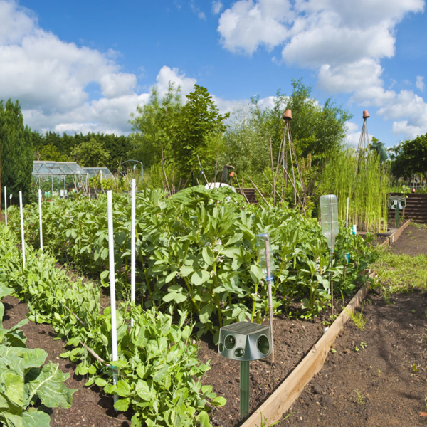 Solar & Type-C Rechargeable Animal Repeller - 3 Modes Ultrasonic+Buzzer+Vibration, IP66 Waterproof, 2200mAh Battery, Repels Moles Bats Squirrels Birds For Yard Garden Farm
