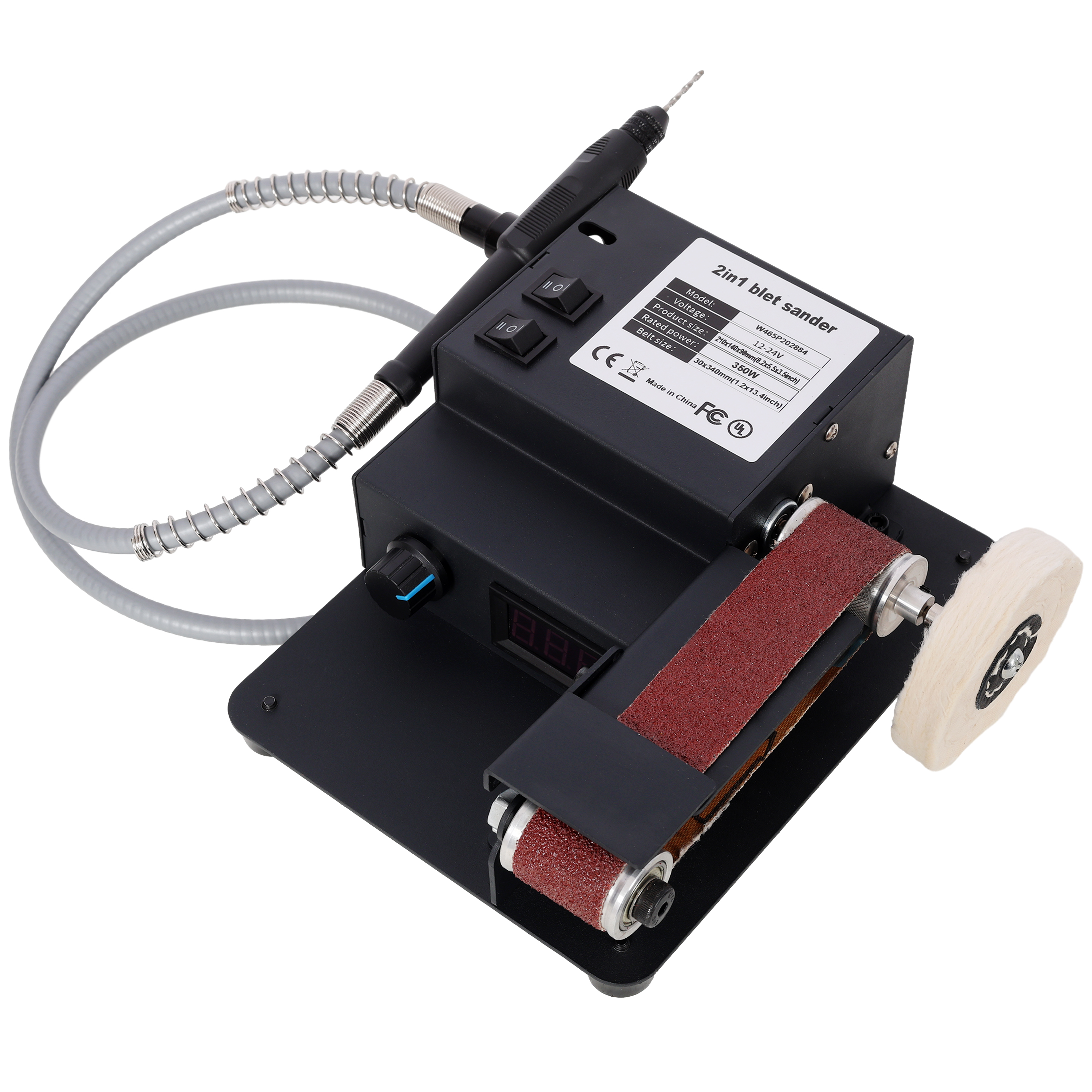 2-in-1 Belt Sander,350W Dual Motor Rotary Tool Sand Belt,Mini Electric Belt Sander Desktop Polisher,Multifunctional Power Tool