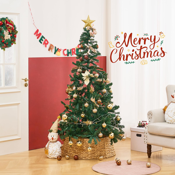 Artisanal Woven Hyacinth Christmas Tree Collar - 28in Natural Rattan & Wicker Tree Skirt/Base Cover 3