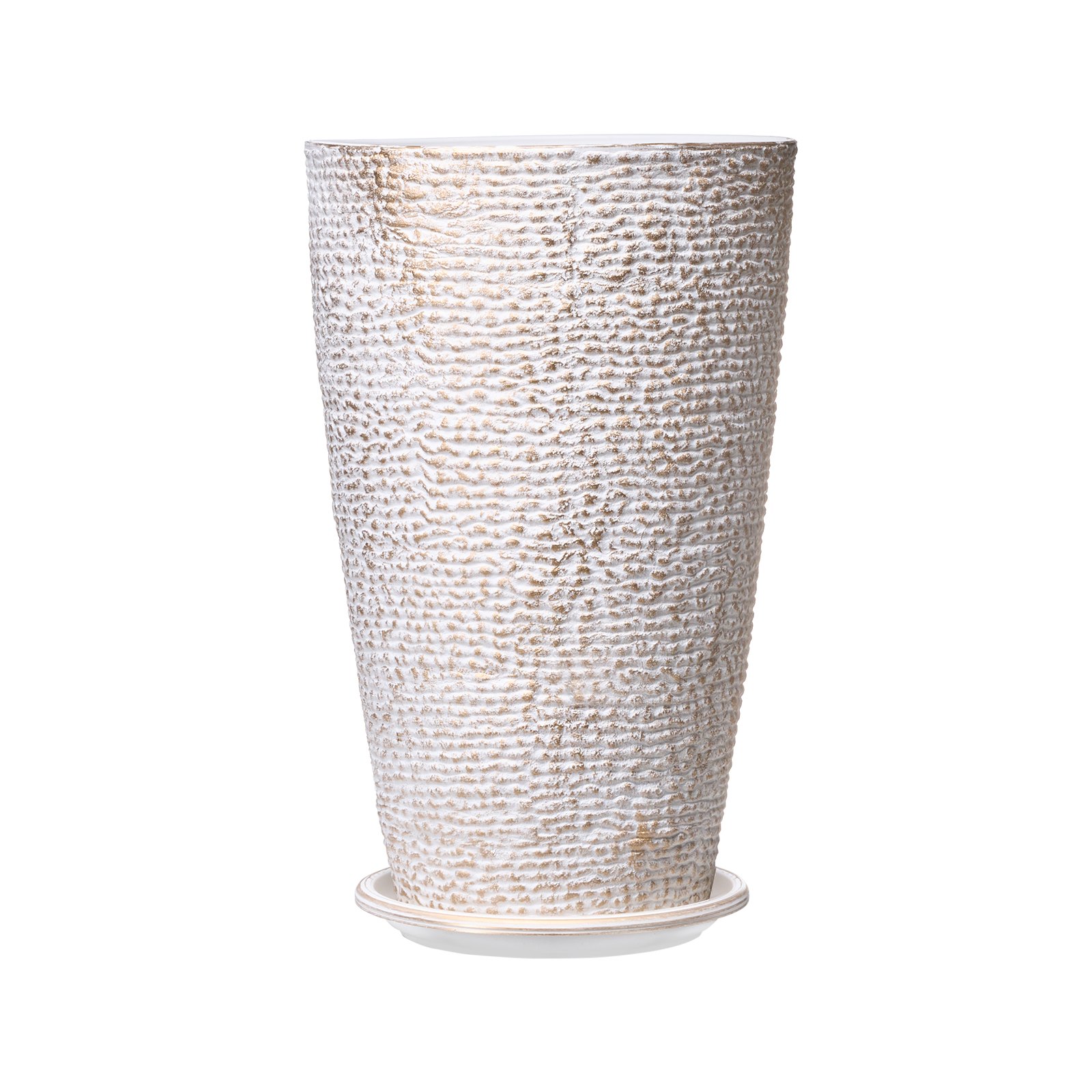 Großer konischer Pflanztopf – 2er-Pack, Blumentopf in Steinoptik, elegantes Design, effizientes Drainagesystem, vielseitig einsetzbar für Veranda, Terrasse und Büros_voghion.com