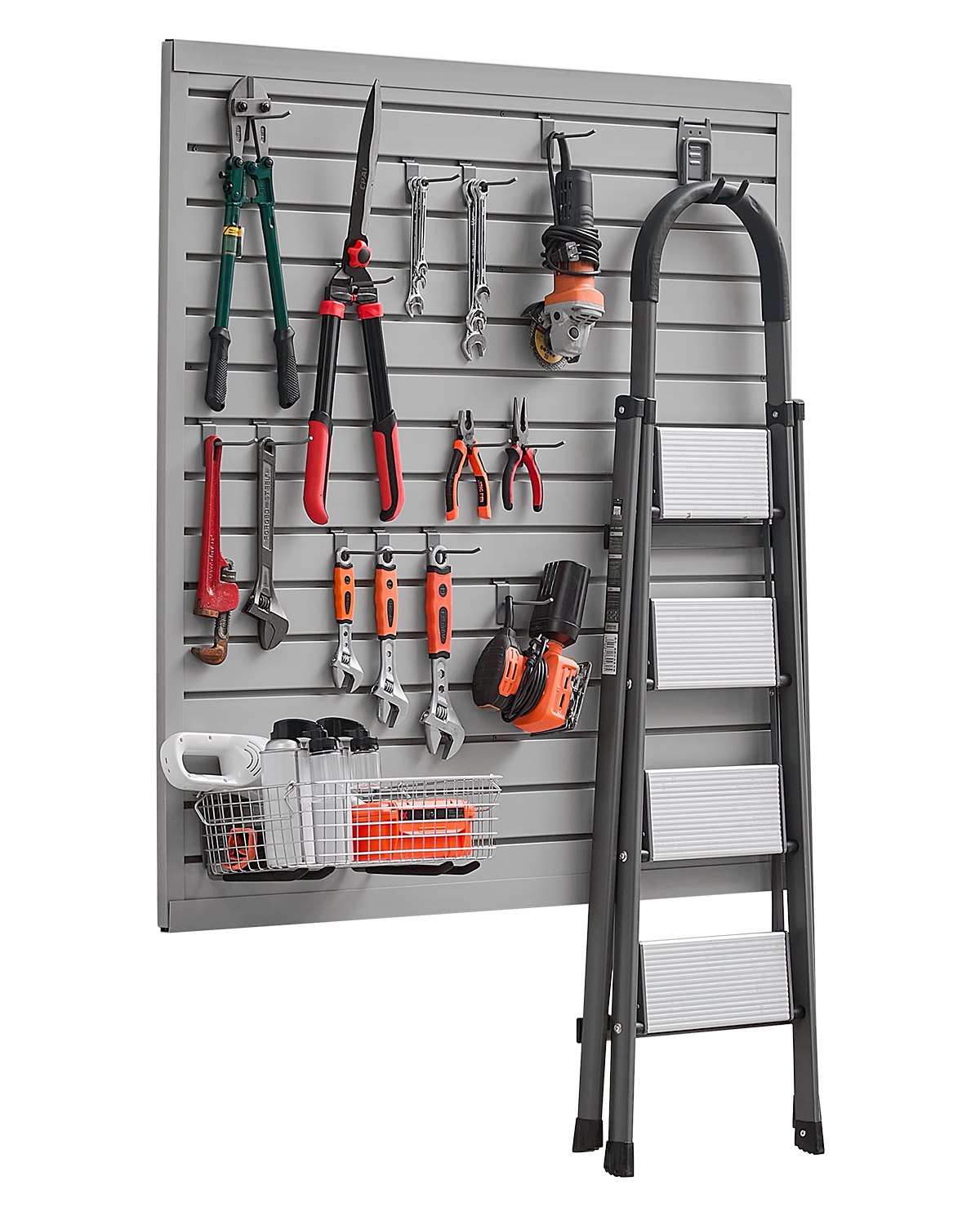 Werkzeugwand 1230x1235x20mm, PVC-Garagen-Lamellenwand, Grauer Wand-Organizer 136 Kg Pro Platte, Lamellenwandpaneel Mit Kupplungsstruktur & DIY-Zuschnitt, Geeignet Für Lagerung & Präsentation