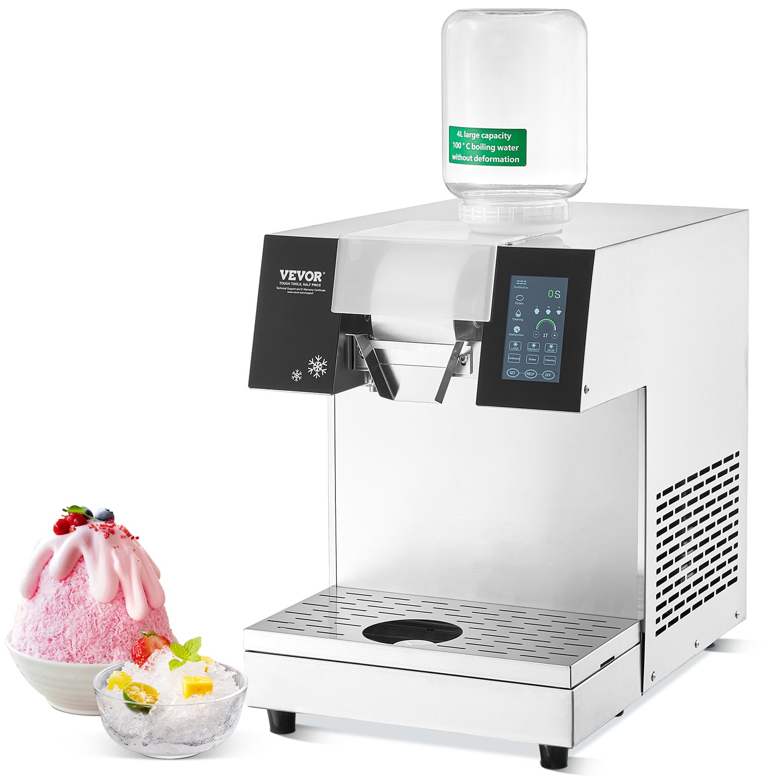 Kommerzielle Schneeflocken-Eismaschine Schneeeisbereiter, 230 Kg / 24 H Schneeflocken-Eismaschine, Edelstahl-Eisrasierer, Elektrischer Schneekegel-Maker Mit Luftkühlsystem & Touch-LCD
