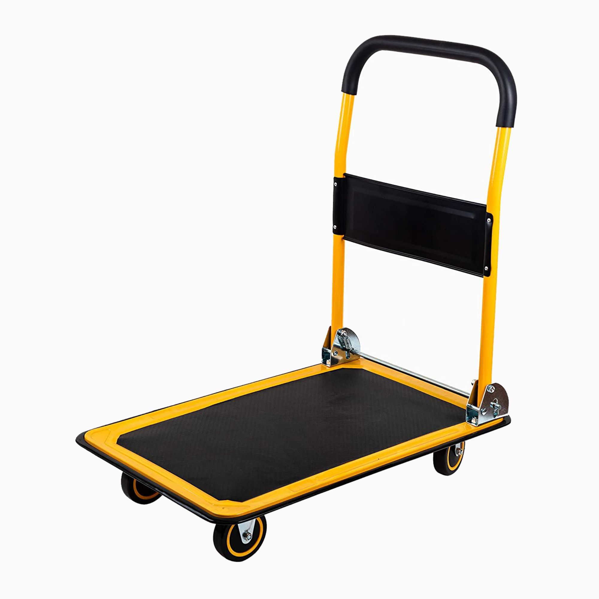 330 Lbs. Capacity Platform Truck Hand Flatbed Cart Dolly Folding Moving Push Heavy Duty Rolling Cart In Yellow