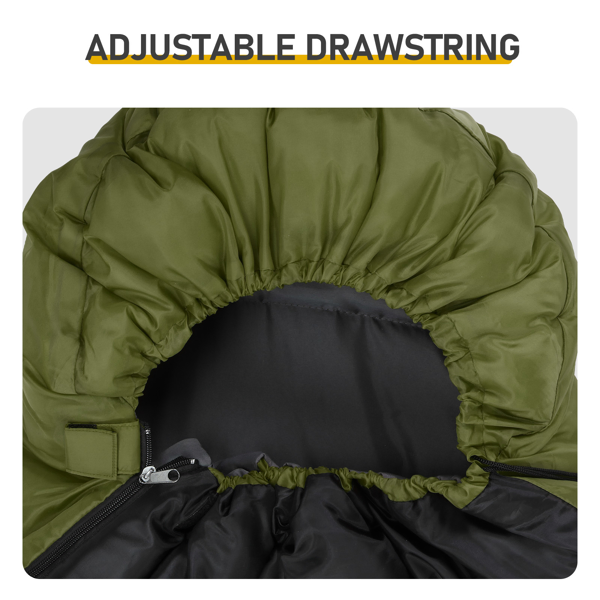 Rectangular Heated Sleeping Bag, Lightweight Sleeping Bag With Multi USB Powered Heating Pads, Waterproof Compact Envelope Sleeping Bag For Backpacking Hiking, Green