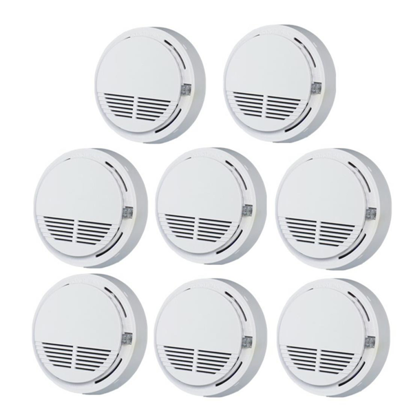 (8 Pack) Smoke Alarm Detector Home Fire Safety Sensor Alert Battery Included (Logistics Only For USPS.TK/TMEU Only For Self-pickup)