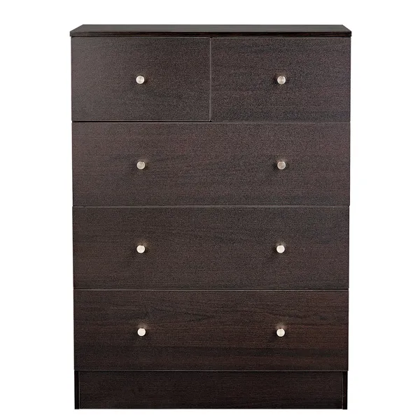 Brown Particleboard With Melamine Laminate Finish, 66*40*91cm, 3+2 Drawers, Chest Of Drawers With Matte Gold Handles 3