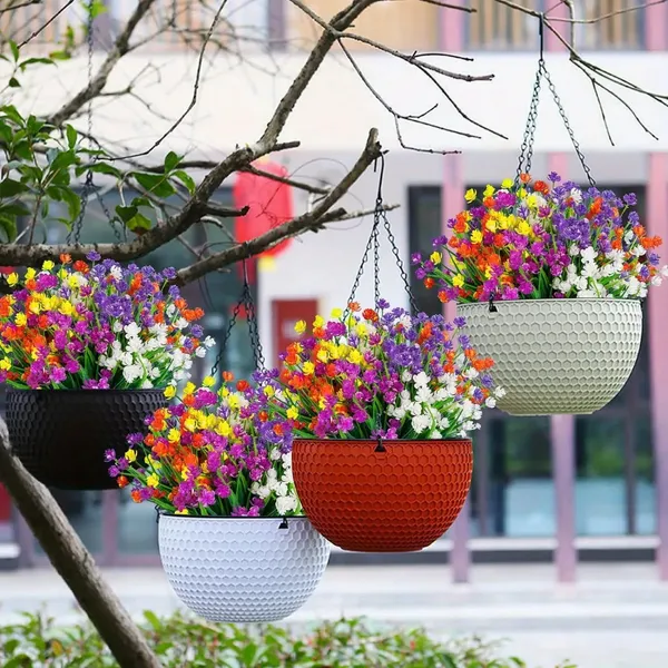 5 Bundles Artificial Flowers For Outdoor Faux Artificial Plants UV Resistant Plastic Flower Bulk Window Box Home Wedding Farmhouse