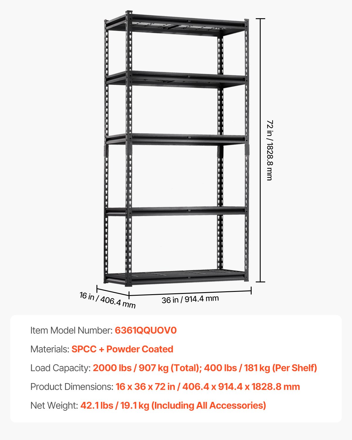 Schwerlast-Lagerregal – 5-stöckiges Lagerregal für Garage, verstellbares Steckregal, Industrieregal, Kellerregal für Küchenaufbewahrung_voghion.com