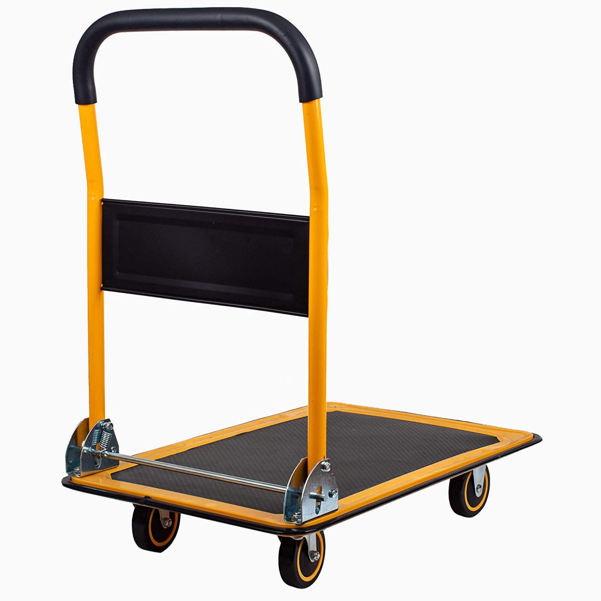 330 Lbs. Capacity Platform Truck Hand Flatbed Cart Dolly Folding Moving Push Heavy Duty Rolling Cart In Yellow