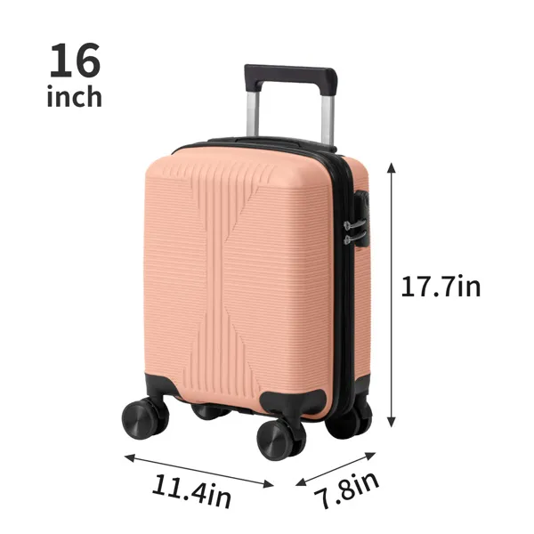 Non-TSA Customs Lock Four-in-one PP Trolley Suitcase, Available In 16in, 20in, 24in, And 28in Sizes, In Pink