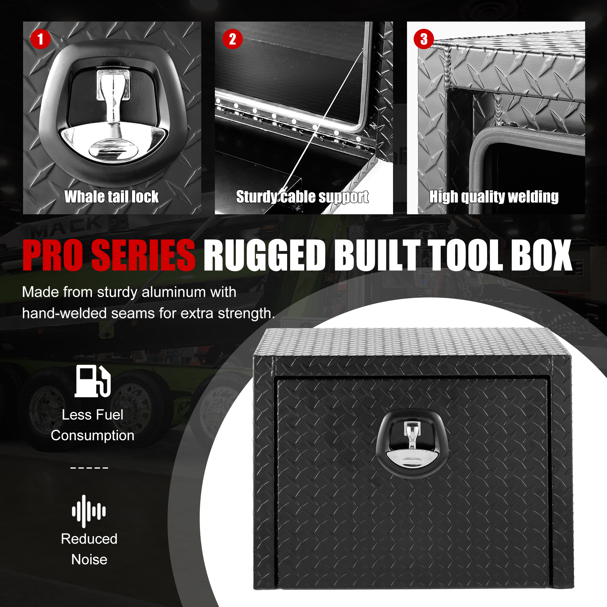 24 Inch Aluminum Underbody Truck Tool Box Heavy Duty Underbed Toolbox Tool Storage Organizer Chest  Waterproof  Diamond Thread Plate  Ideal For Pickup Truck ATV RV Trailer 4