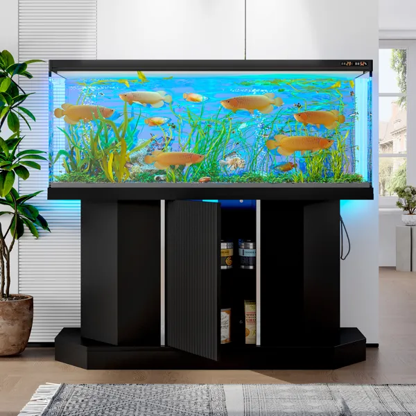 Modern 55-75 Gallon Fish Tank Stand With Power Outlet (4 AC 2 USB Ports), Heavy Duty Aquarium Stand With… image 2