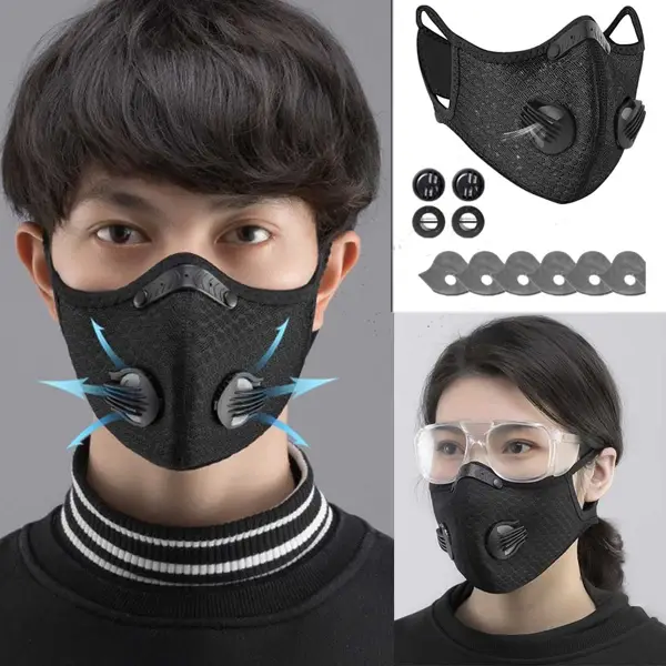 Reusable Half Face Cover Mask W Filter Cycling Outdoor Sport Face Mask Black Logistics Only For USPS TK TMEU Only For Self-pickup