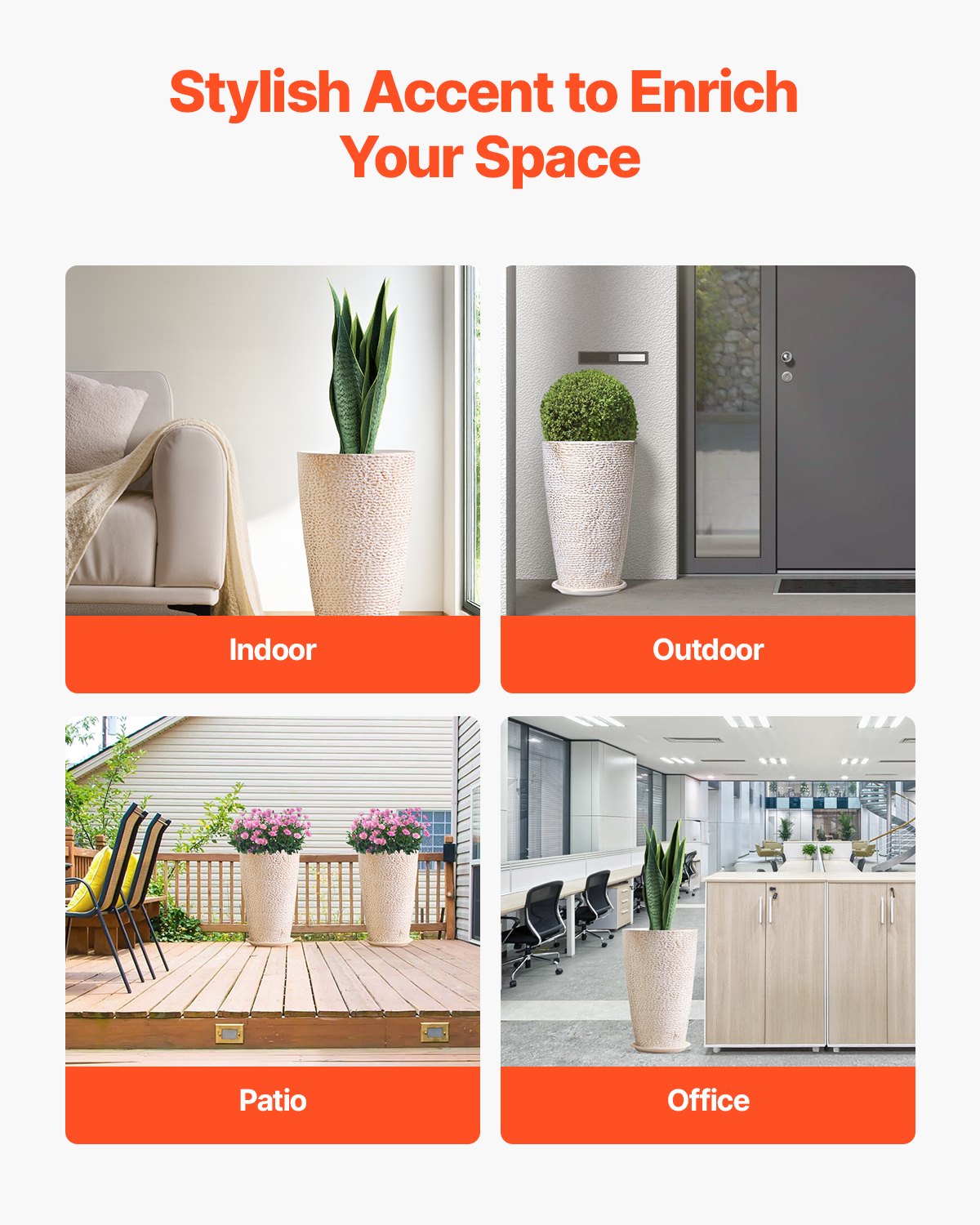 Großer konischer Pflanztopf – 2er-Pack, Blumentopf in Steinoptik, elegantes Design, effizientes Drainagesystem, vielseitig einsetzbar für Veranda, Terrasse und Büros_voghion.com