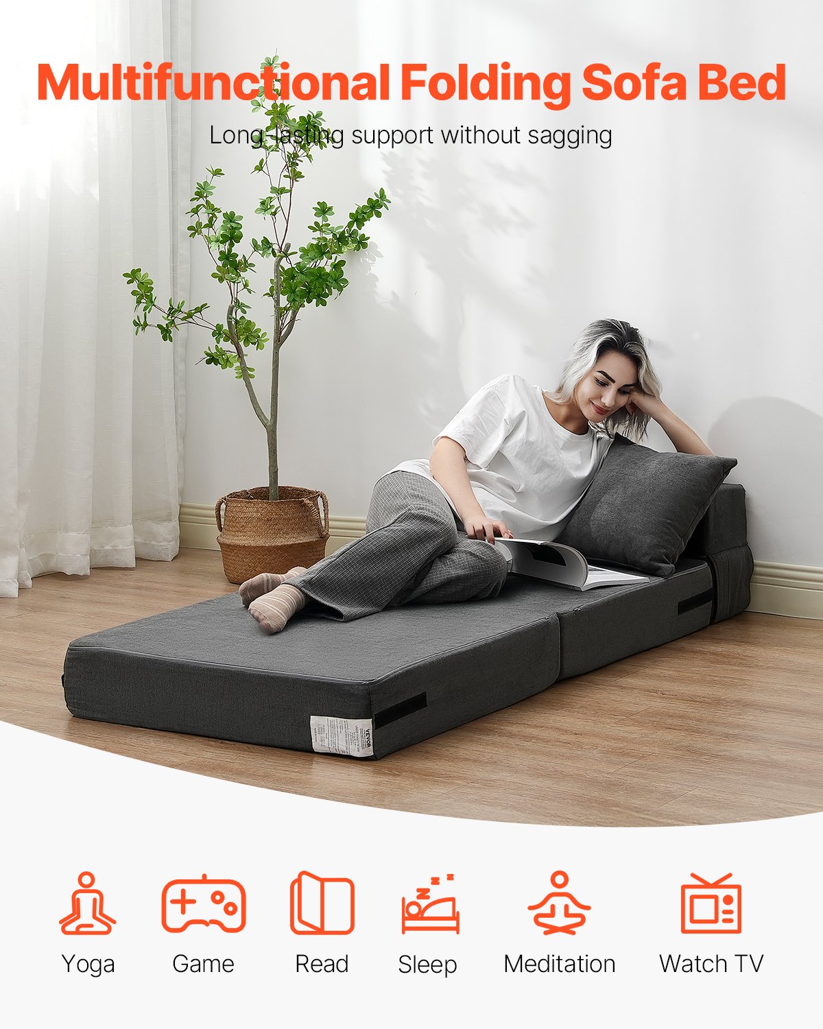Schlafsofa Mit 2 Kissen Und Waschbarem Memory-foam-bezug_voghion.com