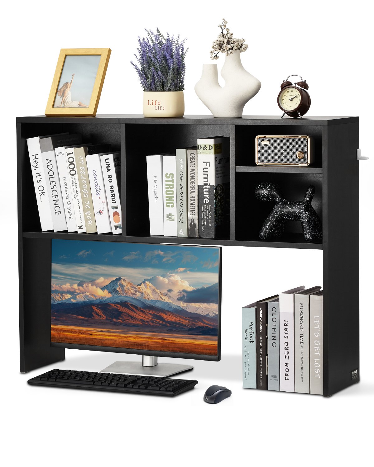 Schreibtisch Bücherregal 1-stufiger Organizer (94 X 24 X 73 Cm) Tischregale Schreibtisch Organizer Ausstellungsregal Aus Spanplatten Mit Rutschfesten Füßen, Für Büro Wohnheim, Schwarz