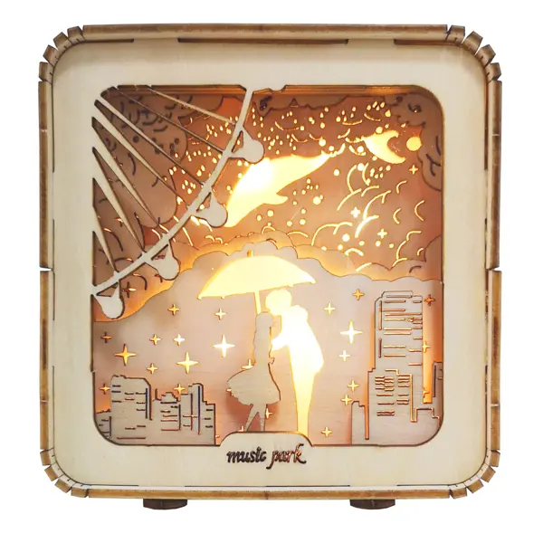 3D Wooden Puzzles Cat Model Kit Night