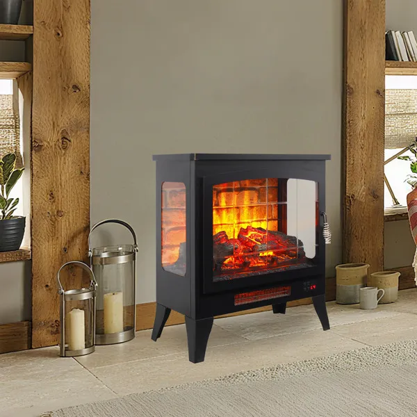21 InchThree-sided Freestanding Electric Fireplace Stove Heater With 3D Flame Effect With Remote… image 3